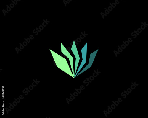 Abstract flower logo. Creative open book icon. Universal coffee shop flower store logotype. Vector illustration.
