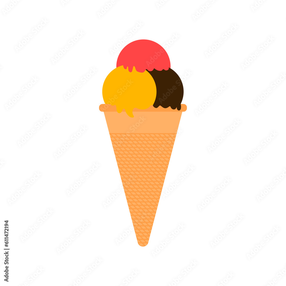 Chocolate, strawberry, vanilla, ice cream vector design.
