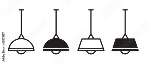 Home ceiling lamp icon set. 