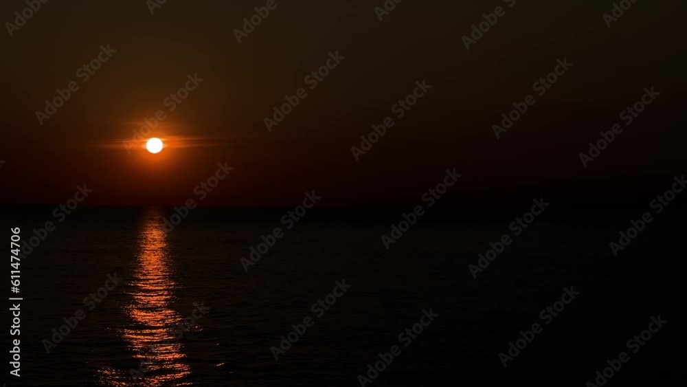 Orange sunset over the open ocean waters with copy space Orange sunset over the open ocean waters with copy space