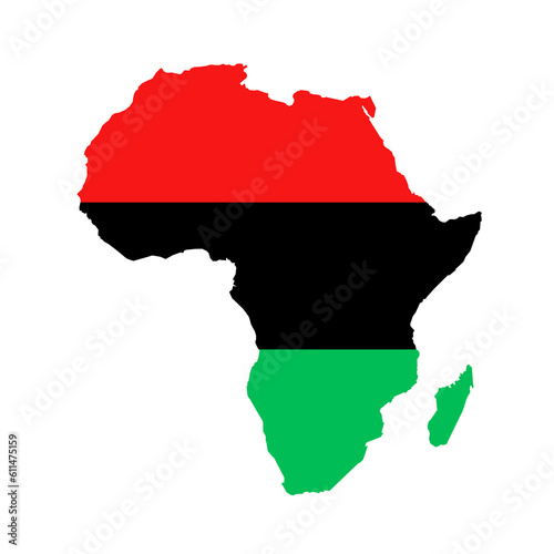 Pan-africanism and panafricanism - Africa and African continent as united country, nation and continent. National flag with red, black and green colors. Vector illustration isolated on white. photo