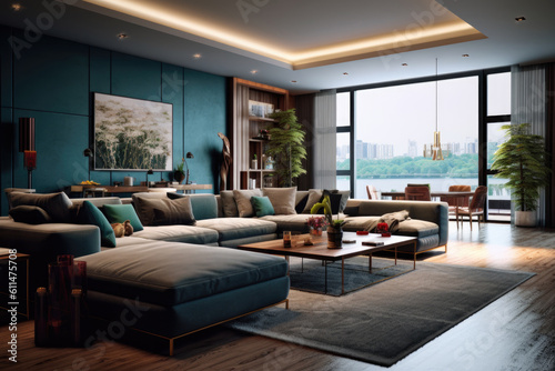 Luxury modern interior. Elegant and Luxurious Modern Living Room Design in 8K Resolution