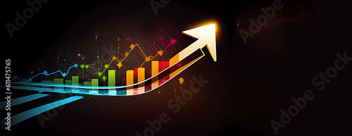 Economic growth chart. Banner. created by AI photo