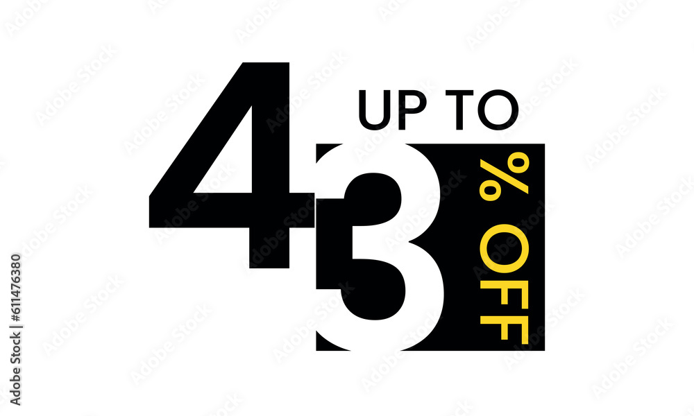 up to sale discount template, abstract 43 percent off vector, up to 43 percent discount template