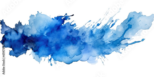 Wallpaper Mural blue  paint brush strokes in watercolor isolated against transparent