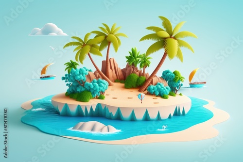 A seashore island for a summer holiday. Generative AI