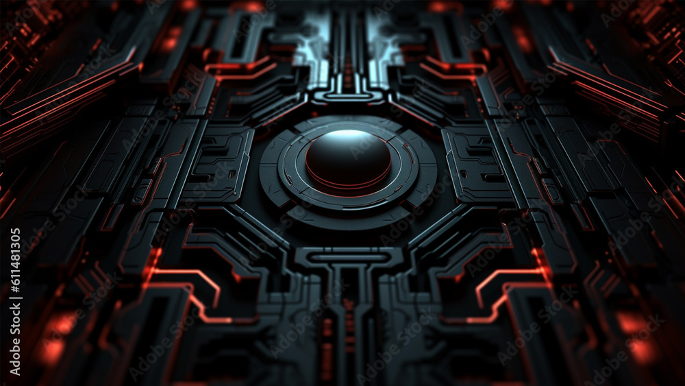 security door of future AI Technology gear technical concept security door of future AI Technology gear technical concept
