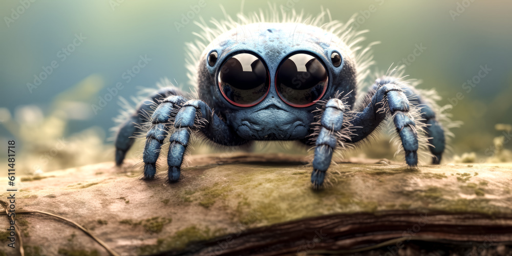 A creative and cute spider image is seen, composed of a variety of colors and shapes. - generative ai A creative and cute spider image is seen, composed of a variety of colors and shapes. - generative ai