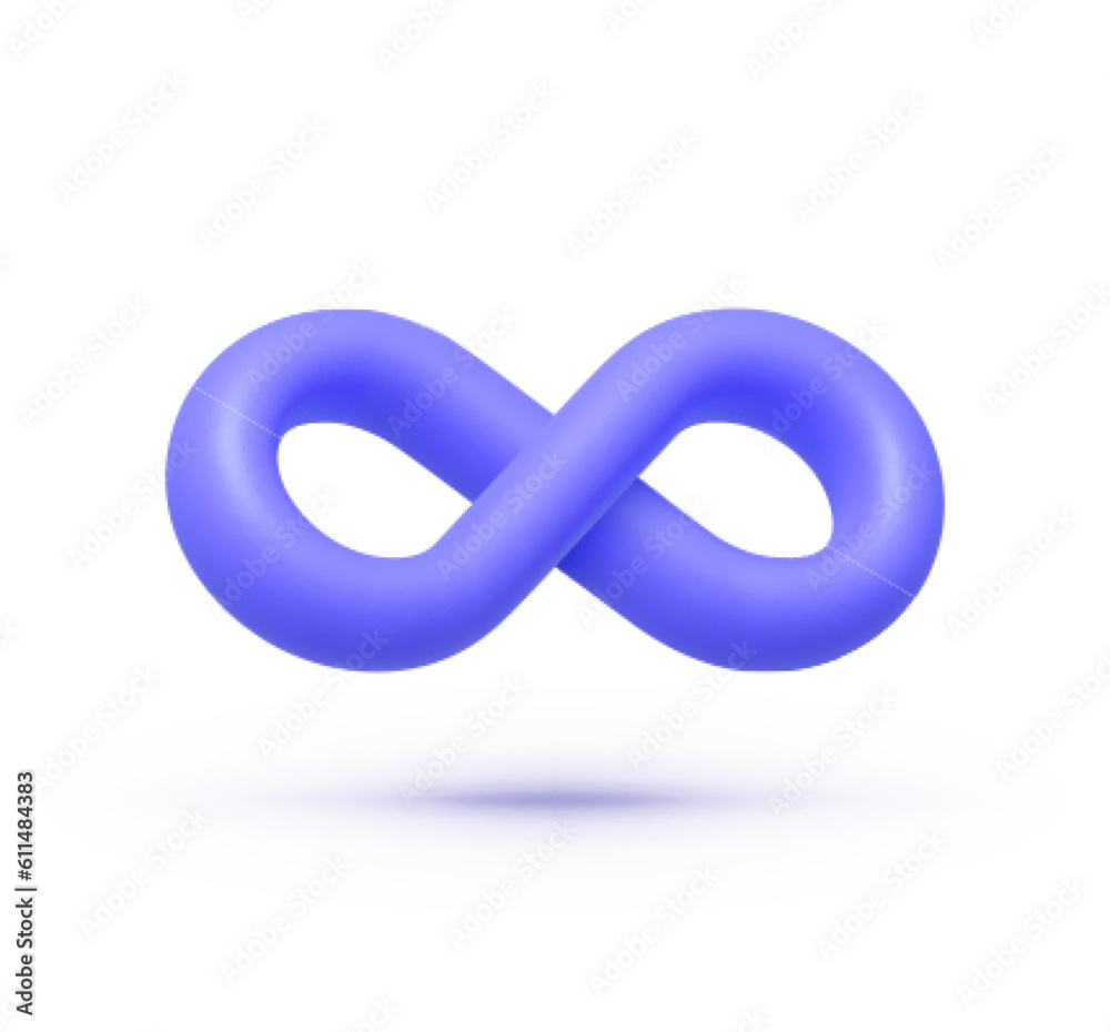 Infinity sign in 3d style on blue background. Endless infinity sign. 3d vector illustration Infinity sign in 3d style on blue background. Endless infinity sign. 3d vector illustration