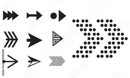 set different arrows mark. Collections arrows pointers. Flat style vector illustration
