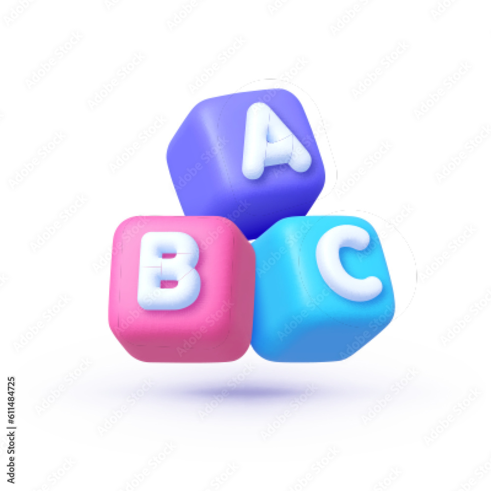 3d abc block for game design. Connecting jigsaw puzzle. Symbol of business teamwork and baby kid intelligence development concept, cooperation, partnership. Vector illustration 3d abc block for game design. Connecting jigsaw puzzle. Symbol of business teamwork and baby kid intelligence development concept, cooperation, partnership. Vector illustration