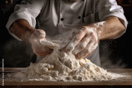 chef   baker with hands in dough - generative AI