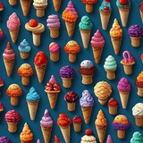 ice cream cones pattern - generative Ai