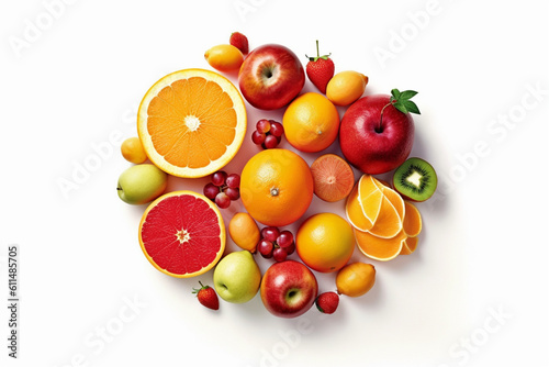 Centered Fruit on White Background
