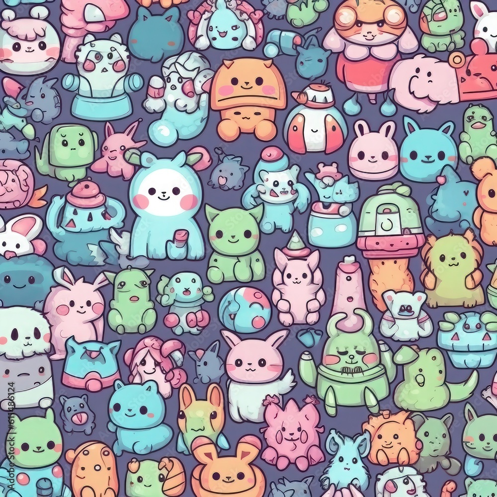 seamless pattern with animals - generative AI seamless pattern with animals - generative AI