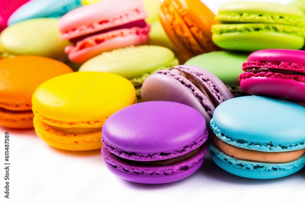 Fototapeta premium Colorful macaroons on white background
