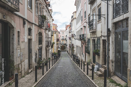 View of historic apartment buildings in Lisbon, Portugal.