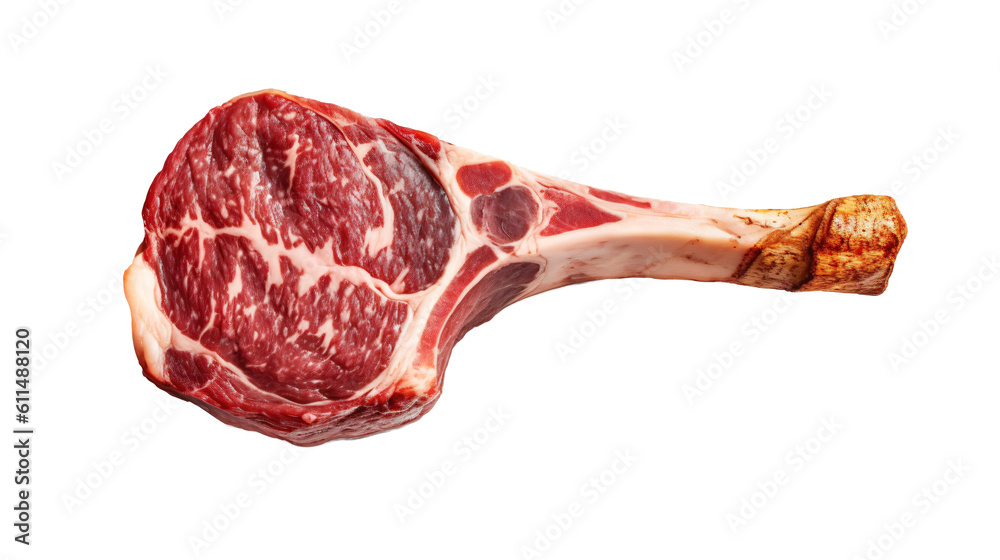 Obraz premium photo of a perfect tomahawksteak with top view isolated against transparent background