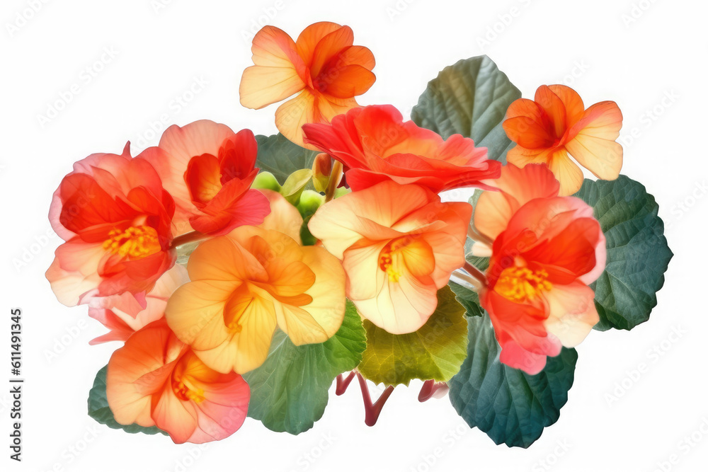 Begonia Flower Tropical Garden Nature on White background, HD