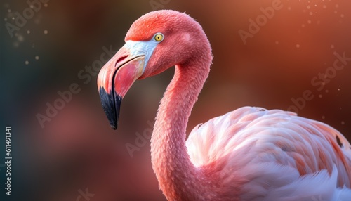 close up of a pink flamingo -Created using generative AI tools