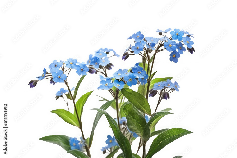 Obraz premium Forget Me Not Flower Tropical Garden Nature on White background, HD