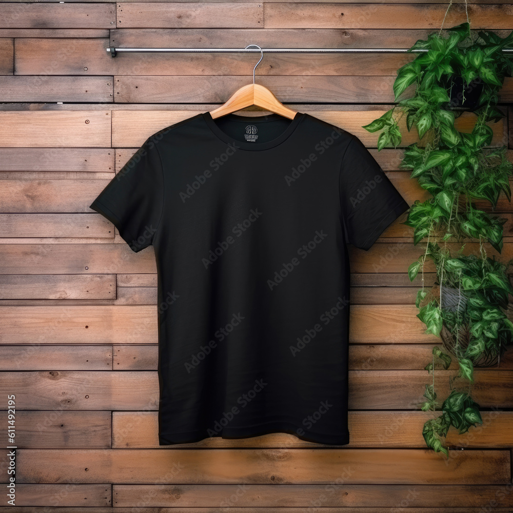 White t shirt on wooden background White t shirt on wooden background