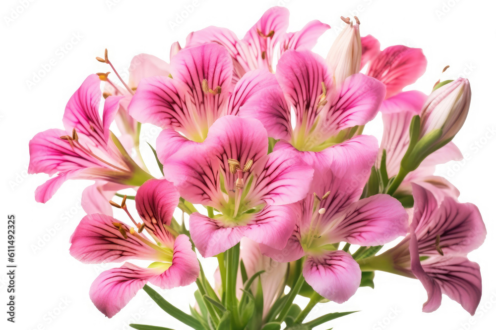 Obraz premium Alstroemeria Flower Tropical Garden Nature on White background, HD