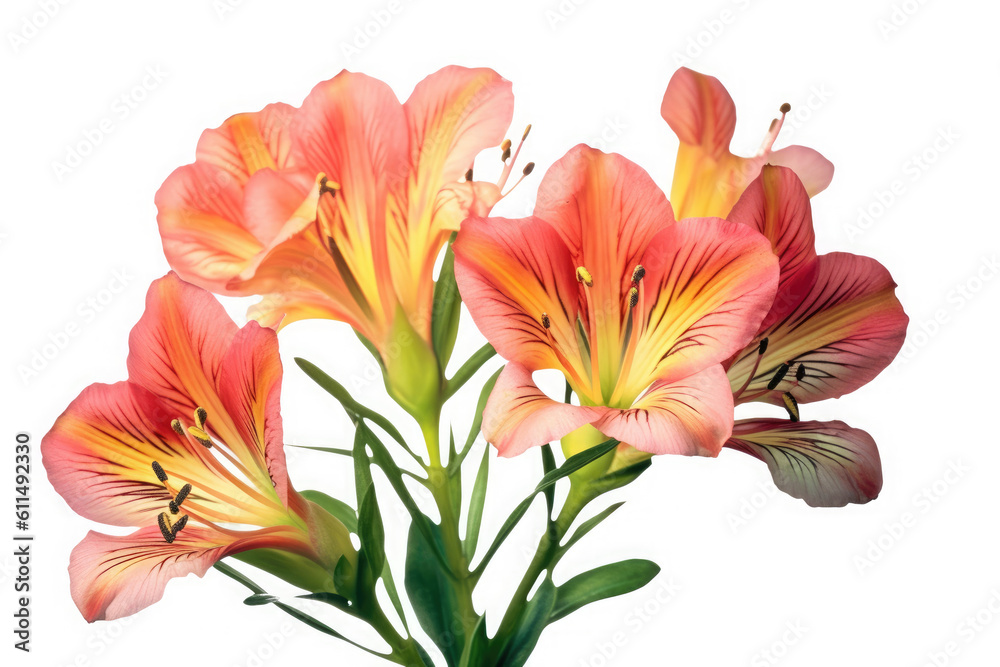 Alstroemeria Flower Tropical Garden Nature on White background, HD Alstroemeria Flower Tropical Garden Nature on White background, HD