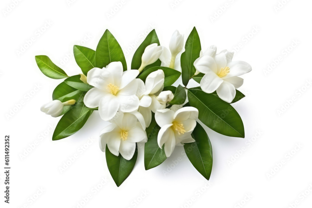 Obraz premium Jasmine Flower Tropical Garden Nature on White background, HD