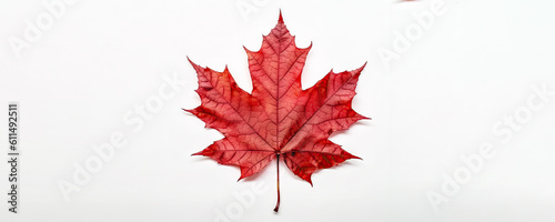 Maple Leaf, Proudly Canadian: Celebrating Canada Day with the Iconic Red Maple Sugar Leaf on a White Background. Generative AI