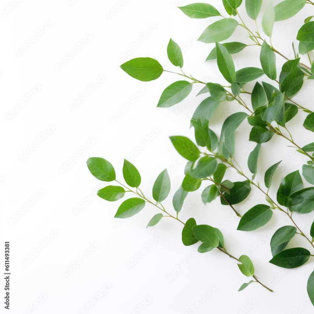 Obraz premium White Background Green Leaves On White background, HD