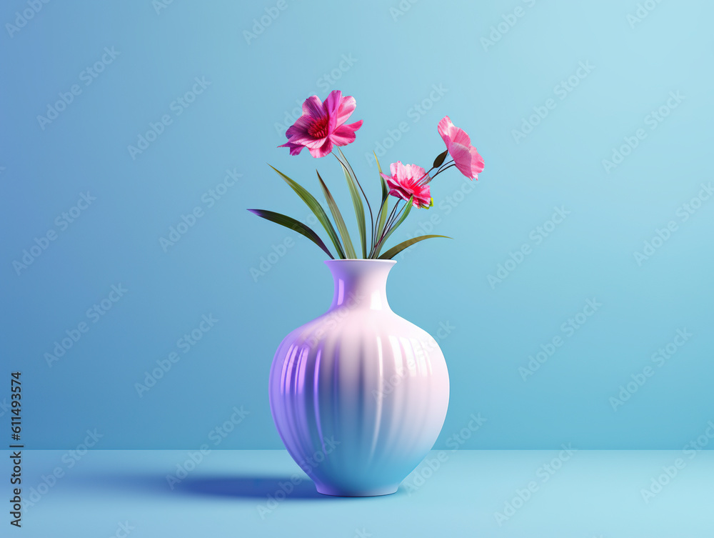 A white vase with pink flowers in it. Generative AI. A white vase with pink flowers in it. Generative AI.