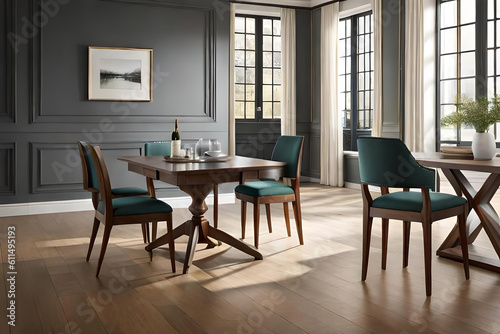 Step into a world of sophistication with a captivating image that captures a chic bistro's blurred background, accentuated by a gentle blur effect, while a wooden table exudes timeless charm