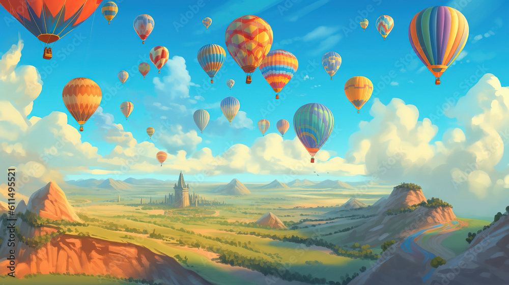 Fototapeta premium Hot air balloon in beautiful sky
