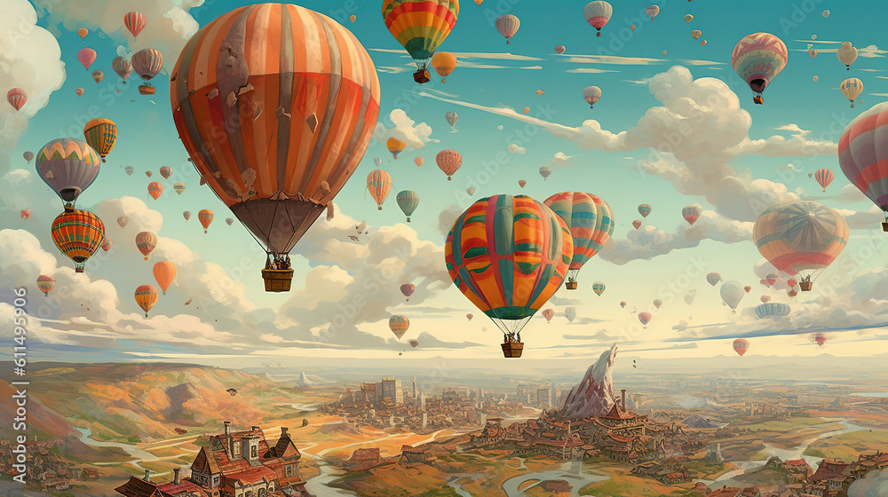 Naklejka premium Hot air balloon in beautiful sky