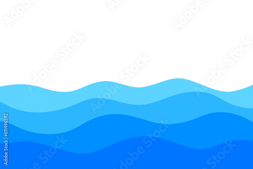 Blue Wave Water Element Vector with Transparent Background. Curve Border Frame Wallpaper Presentation Education Business Design Ocean Sea Liquid Flow Wavy Gradient Flat Normal Simple