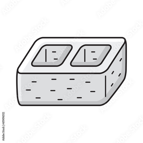 Construction cinder block isolated vector illustration