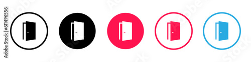 Door opening sign. Opened door icon. Vector