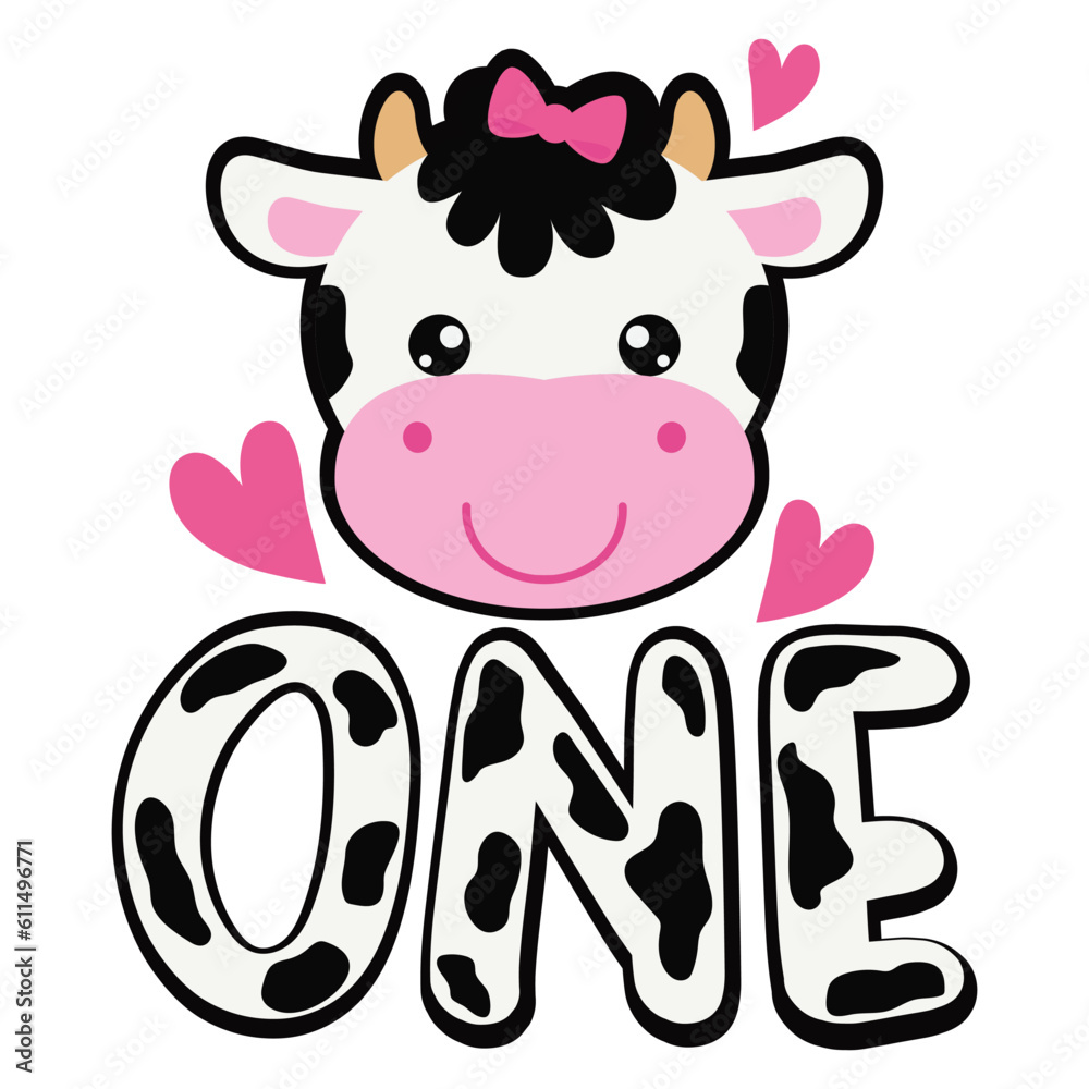 First birthday. Baby girly cow one vector cartoon illustration.
First birthday. Baby girly cow one vector cartoon illustration.