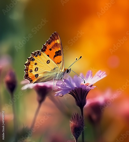 Closeup Butterfly on blurry background. Generative AI