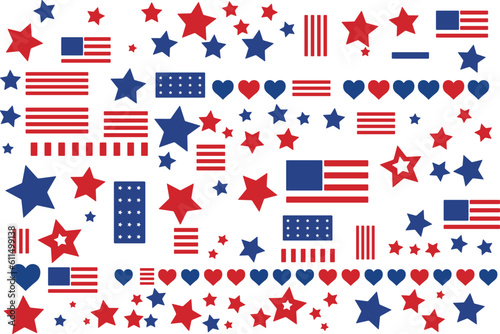 Collection of American patriotic 4th of July symbols and shapes