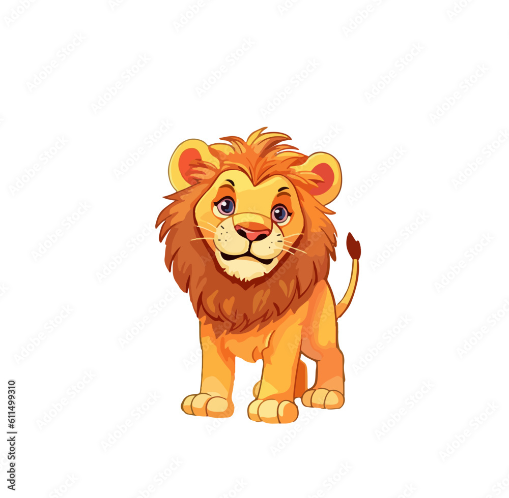 Obraz premium Cartoon lion on a white background. Vector illustration
