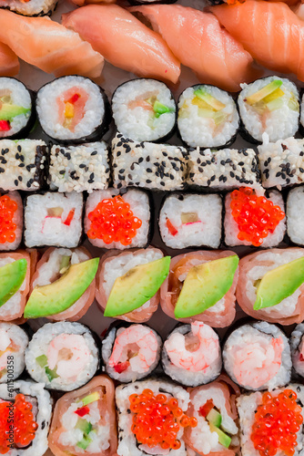 Set of Japanese sushi background