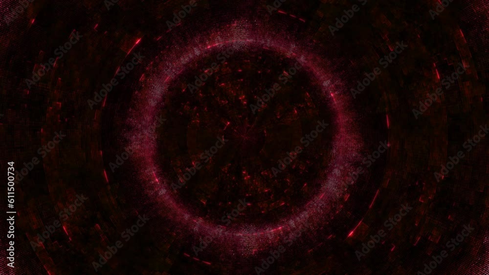 Futuristic Red and Black Artificial Intelligence Dashboard Design Loop Background. Concept 3D animation for abstract geometric dark cyber HUD backplates or digital festival event and vj backdrop.