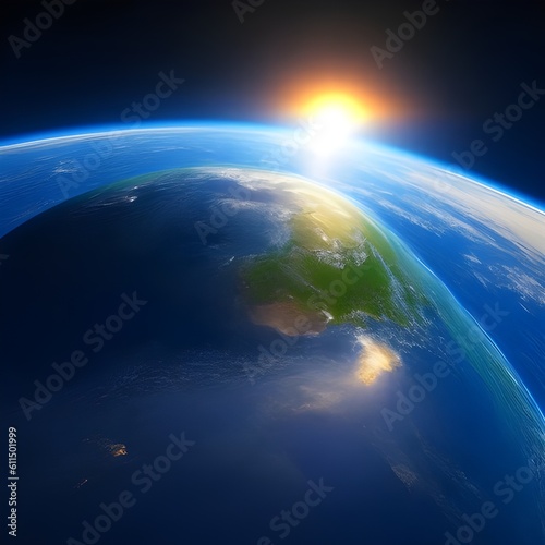  "Explora el impresionante amanecer azul: Vista de la Tierra desde el espacio" "Descubre la majestuosidad del amanecer azul con nuestra impresionante imagen de vista de la Tierra desde el espacio. Cap