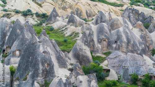 Fairy chimneys in Cappadocia Turkey. Cappadocia landscape. Travel to Turkey. Selective focus included