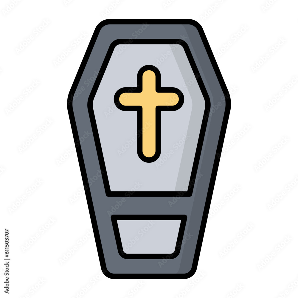 Obraz premium Coffin Line Color Icon