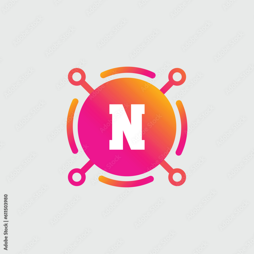 N Letter Logo abstract geometric design vector template Logotype icon Digital Technology style. N Letter Logo abstract geometric design vector template Logotype icon Digital Technology style.