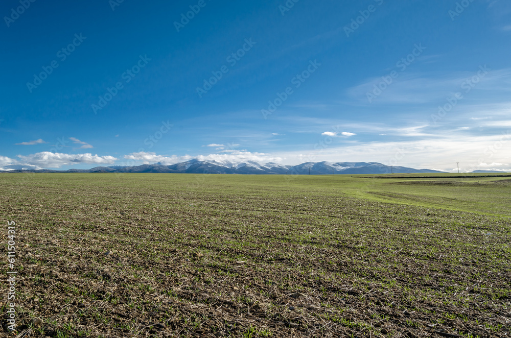 View of the Sierra de Guadarrama mountain range, from Segovia, Spain View of the Sierra de Guadarrama mountain range, from Segovia, Spain