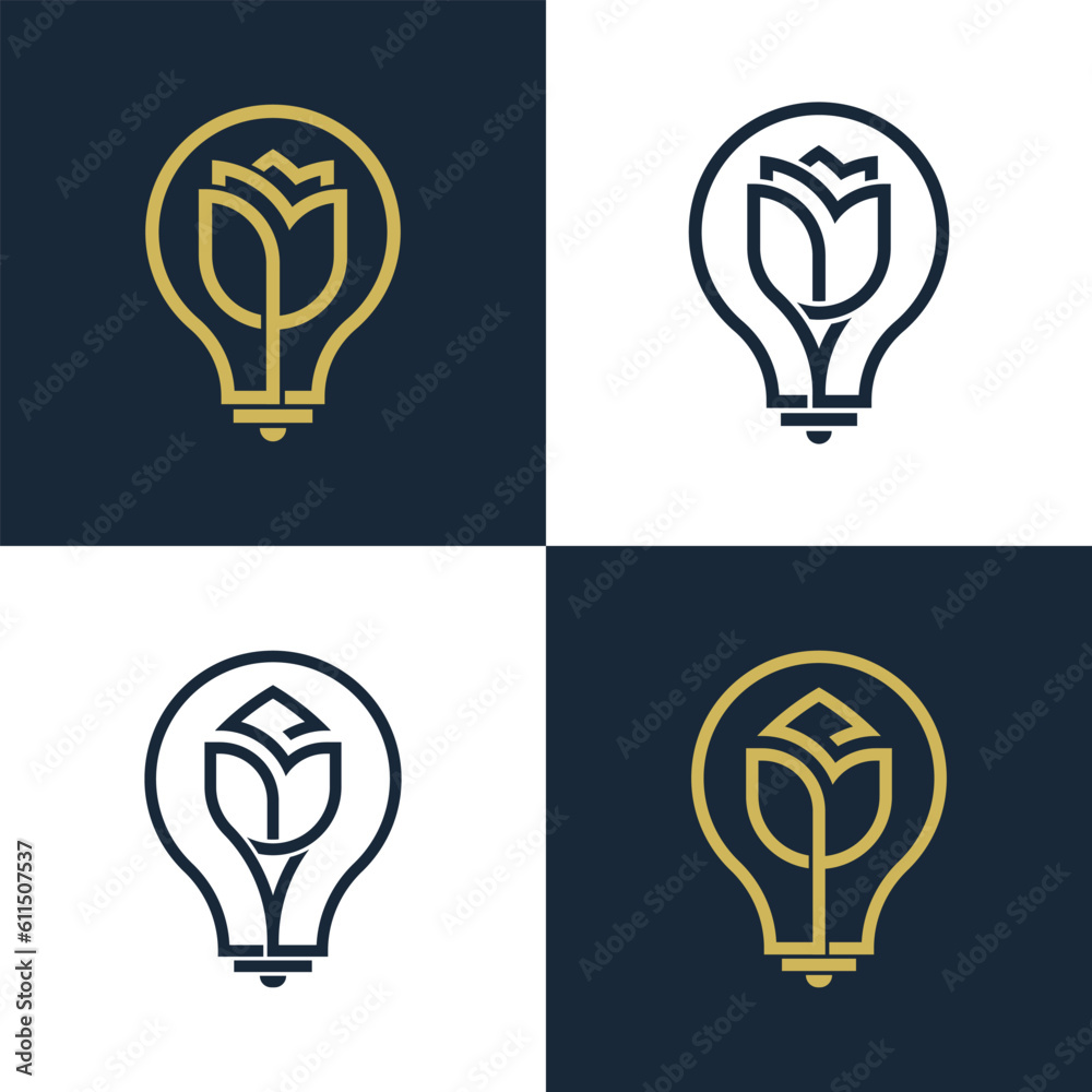 Light Bulb Flower Rose Logo Concept sign symbol icon Element Design. Tulip, Cosmetics, Beauty salon, Boutique, Spa Logotype. Vector illustration template Light Bulb Flower Rose Logo Concept sign symbol icon Element Design. Tulip, Cosmetics, Beauty salon, Boutique, Spa Logotype. Vector illustration template